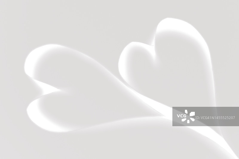 两条心形纸条——颜色已转换为白色图片素材