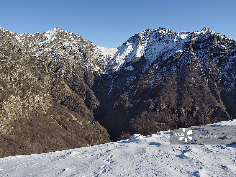 从瓦尔格兰德国家公园的拉科拉阿尔卑看到的蒙库科山和奇马西亚里纳景色图片素材