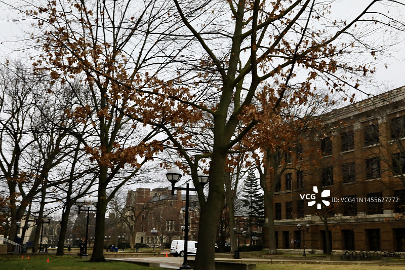 阴天大学校园风光图片素材