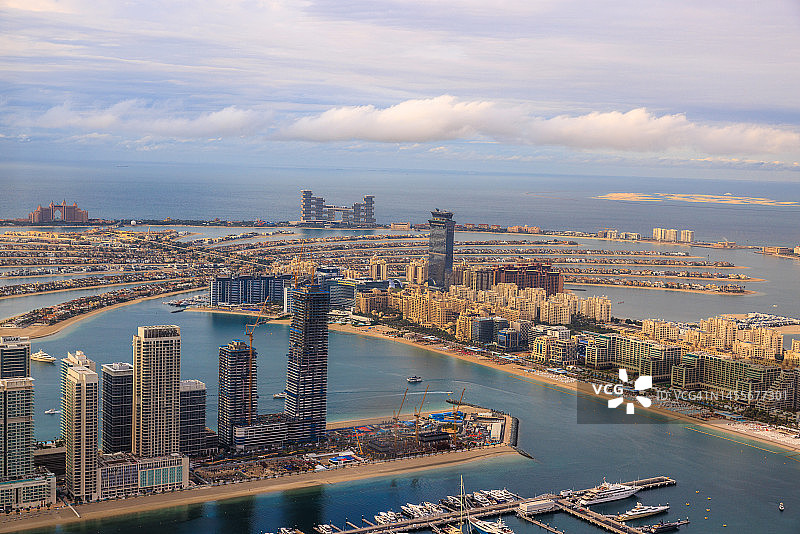 迪拜朱美拉棕榈岛航拍图片素材