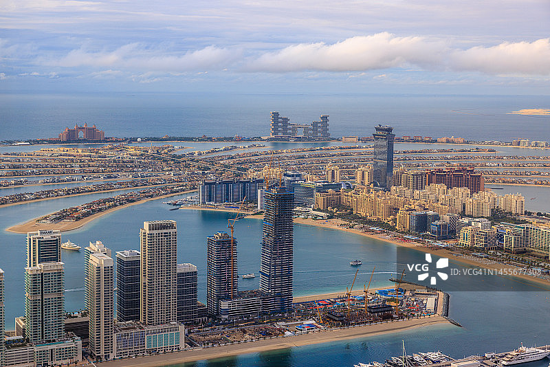 迪拜朱美拉棕榈岛航拍图片素材