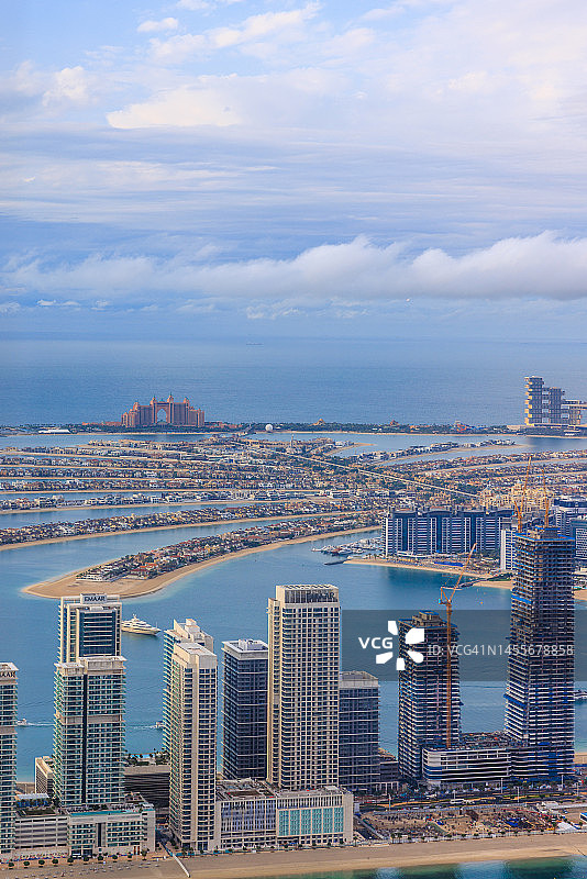 迪拜朱美拉棕榈岛航拍图片素材