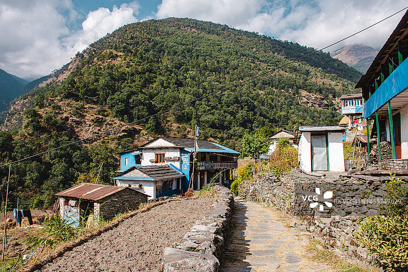 尼泊尔山区村庄图片素材