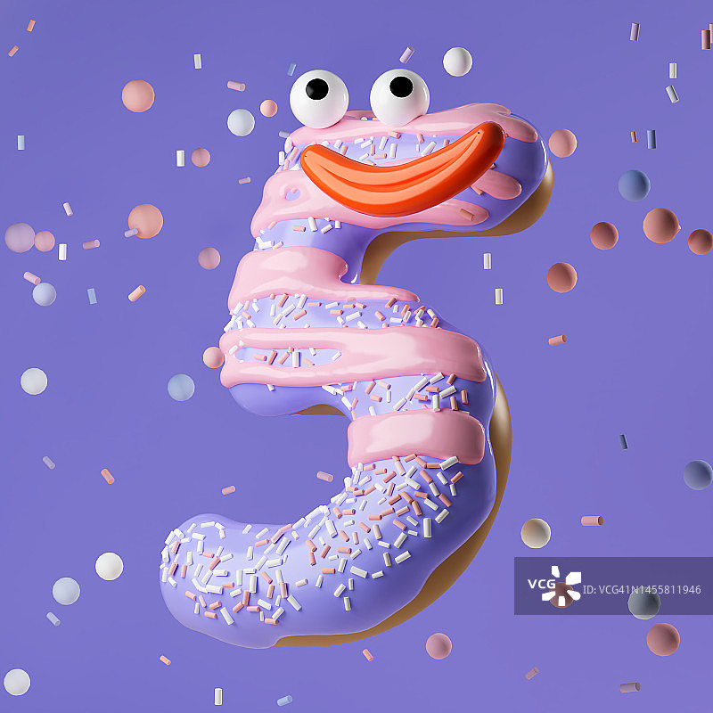 甜甜圈角色数字3D插图图片素材