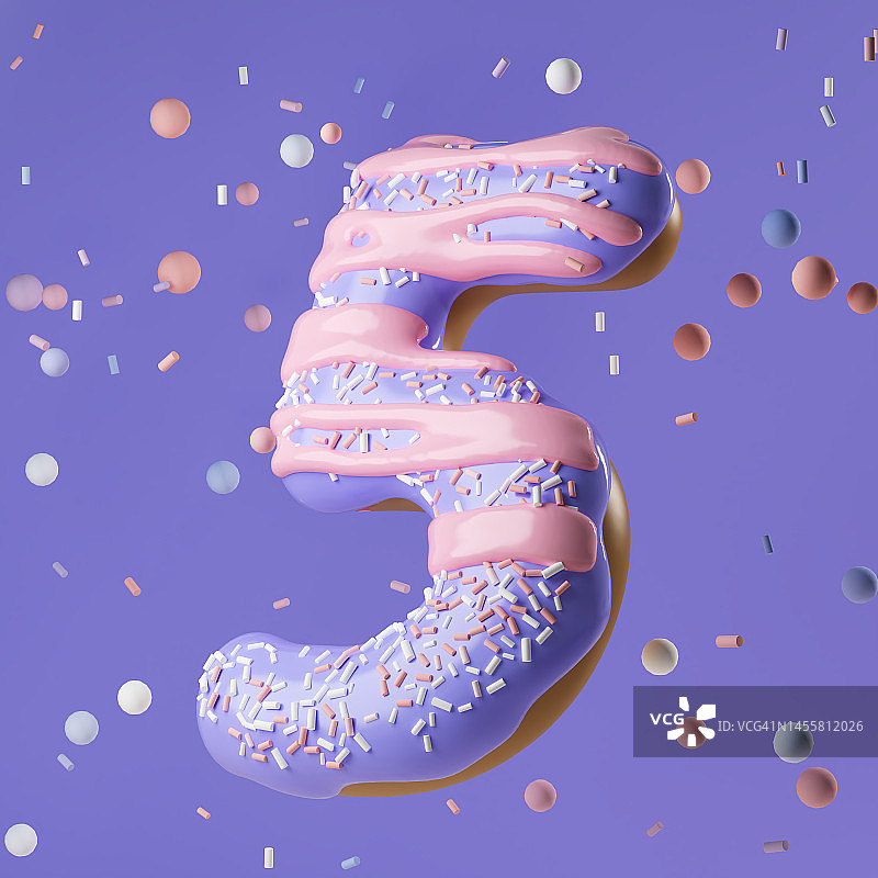 甜甜圈数字3D插画图片素材