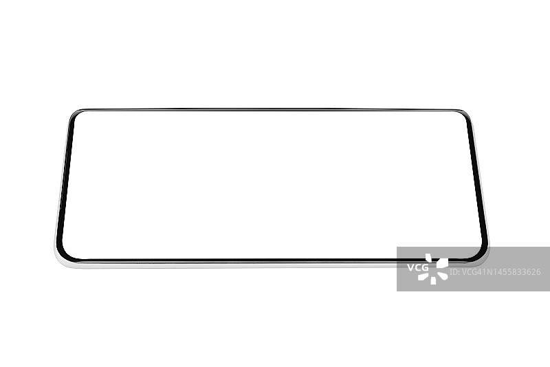 现代智能手机样机，白色屏幕，白色背景上的高质量工作室拍摄图片素材