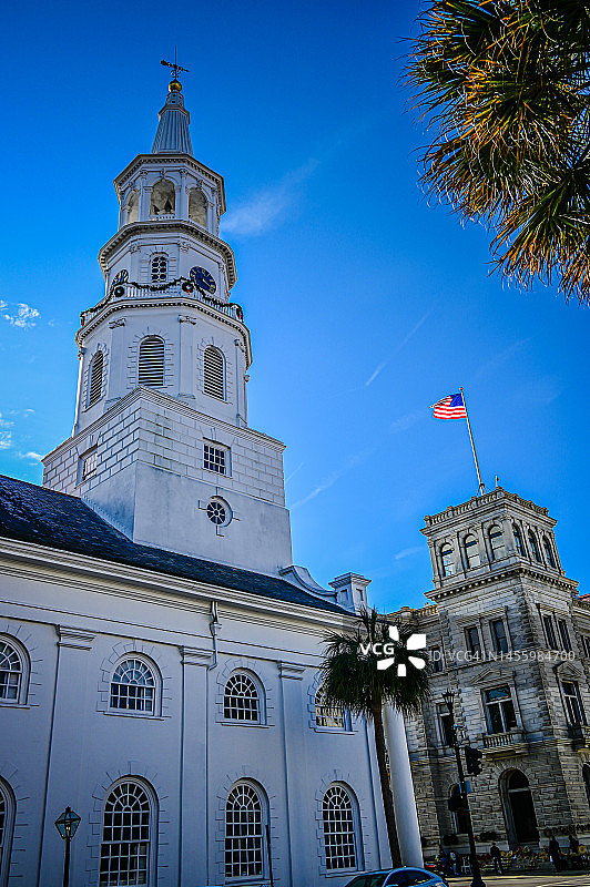 圣迈克尔教堂与美国邮政大楼-查尔斯顿图片素材