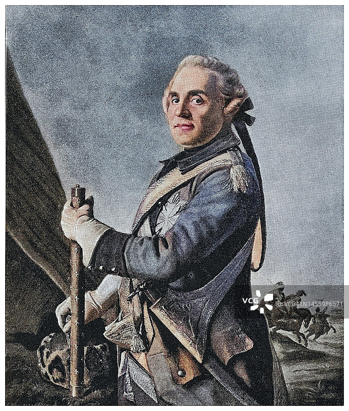 萨克森伯爵莫里斯肖像（1696年10月28日至1750年11月20日）18世纪著名的士兵、军官和著名的军事指挥官（莫里斯·德·萨克森担任法国元帅图片素材