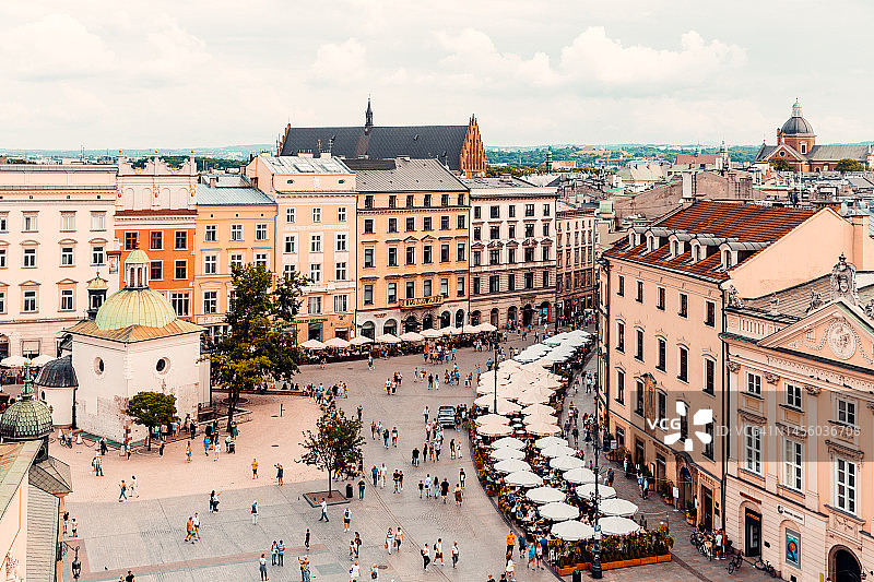 波兰克拉科夫市集广场鸟瞰图图片素材