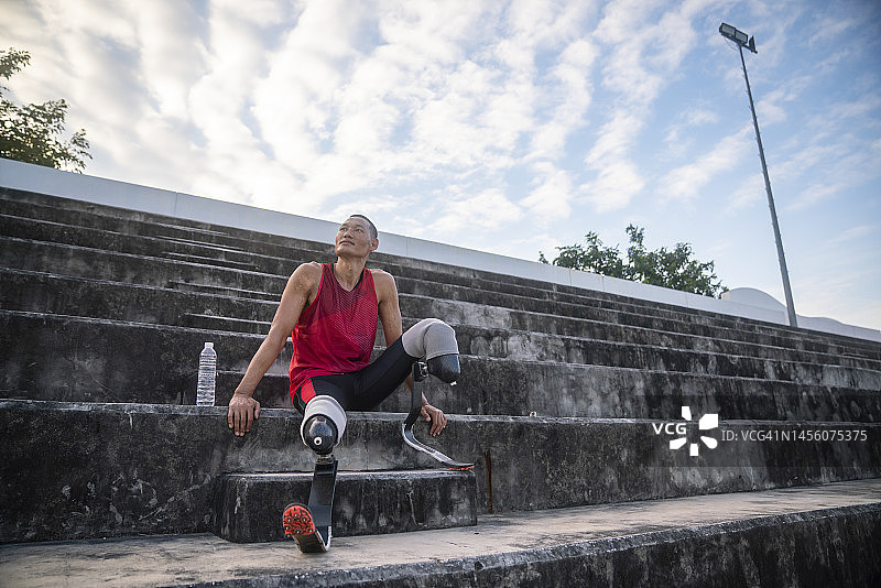 残疾人运动员休息图片素材