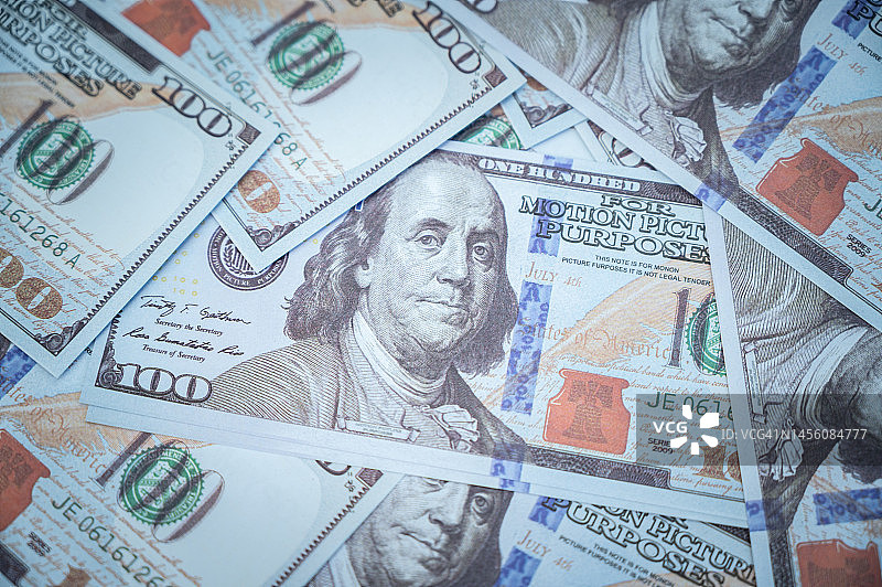 一百美元纸币背景特写图片素材