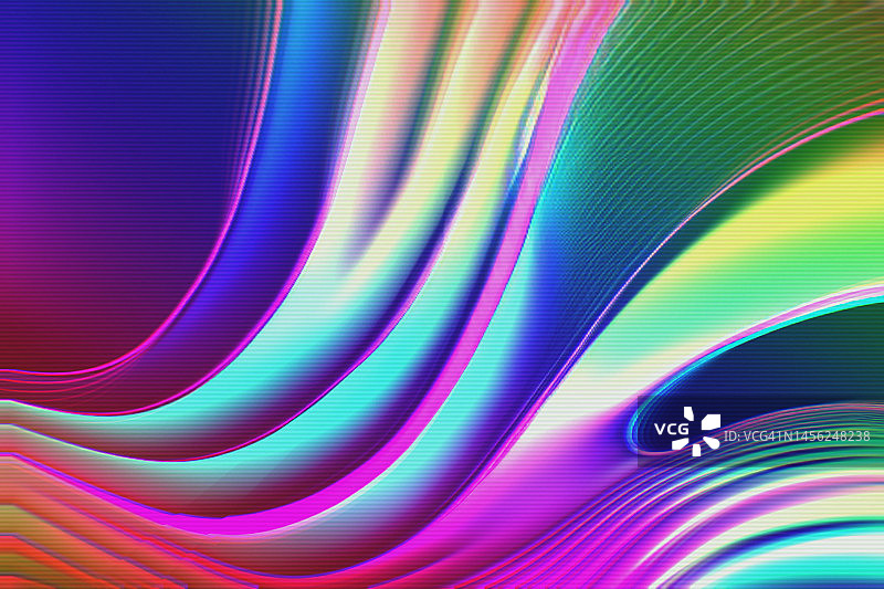 粉色、绿色、蓝色彩虹波浪背景图片素材