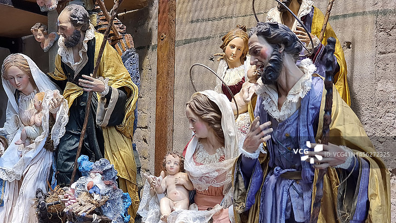 那不勒斯的手工耶稣诞生雕像图片素材