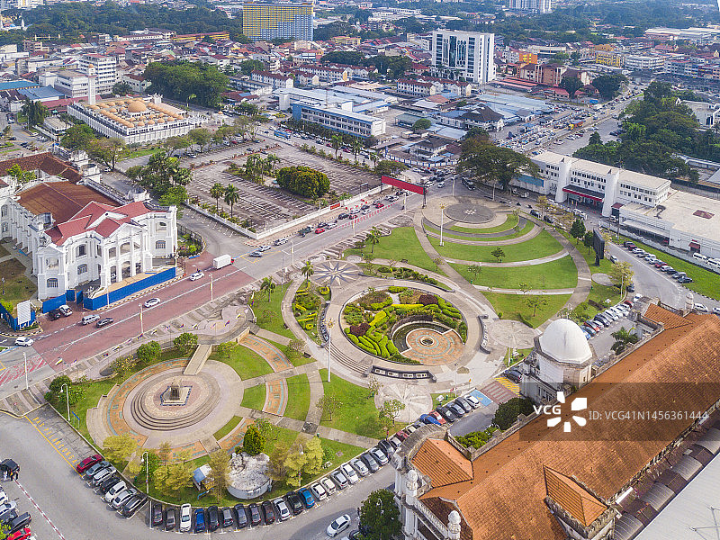 环形交通路口鸟瞰图图片素材