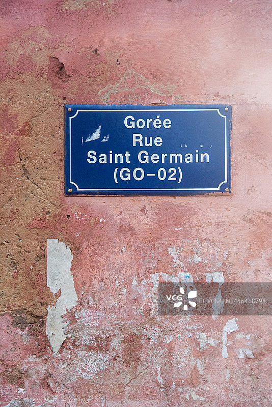 “Gorée Rue Saint Germain”街道名称标志图片素材