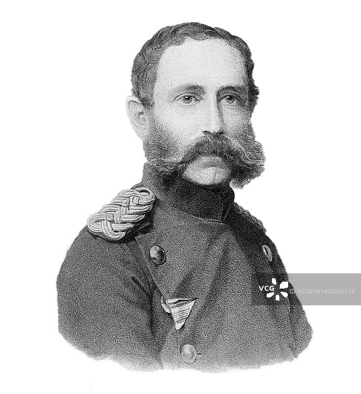 萨克森国王阿尔伯特（1828-1902）肖像，韦廷家族成员图片素材