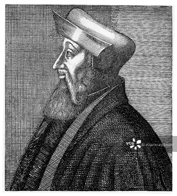 来自普法尔茨选帝侯的德国新教改革家约翰内斯·厄科兰帕迪乌斯肖像图片素材