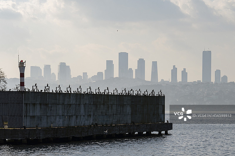 土耳其伊斯坦布尔日落时分的天际线图片素材