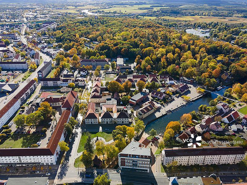 德国勃兰登堡州哈弗兰区拉特诺航拍图片素材