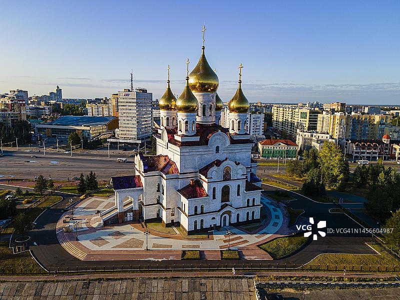 俄罗斯阿尔汉格尔斯克天使长大教堂航拍图片素材