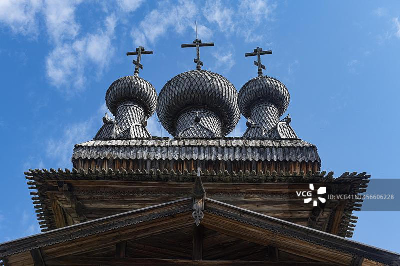俄罗斯阿尔汉格尔斯克卡累利阿木制教堂图片素材