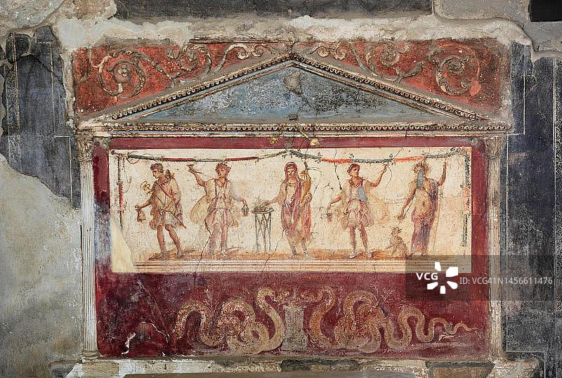 在阿塞利纳酒馆的热食店，位于意大利坎帕尼亚庞贝城的阿布丰丹扎大街图片素材