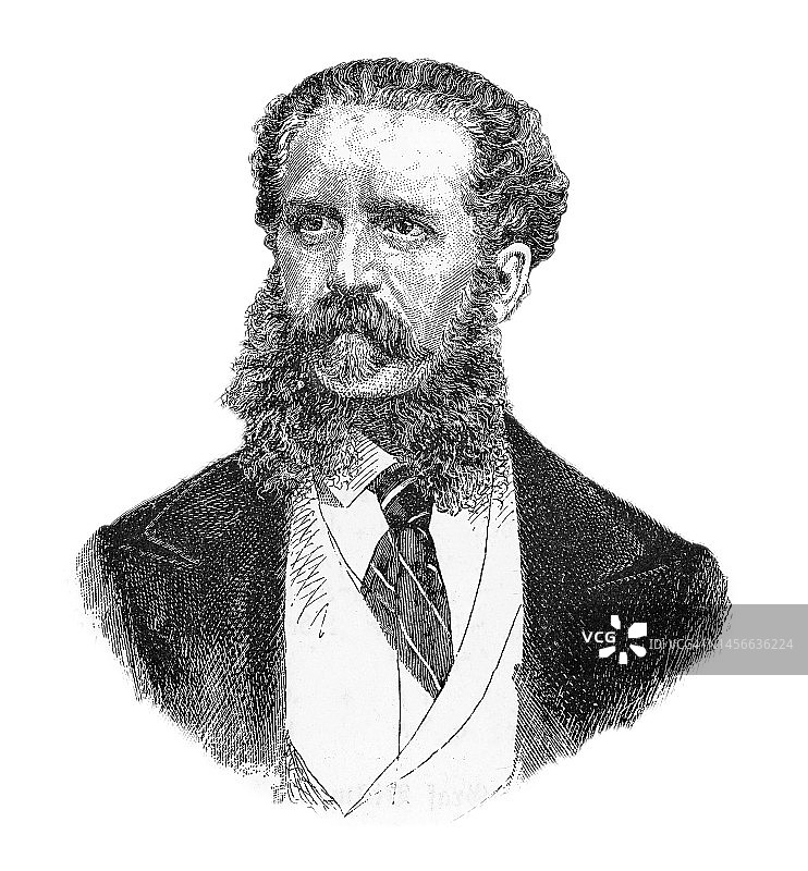 埃米利奥·维斯康蒂-韦诺斯塔侯爵肖像（1829-1914年），意大利政治家，是意大利历史上任职时间最长的外交部长之一图片素材