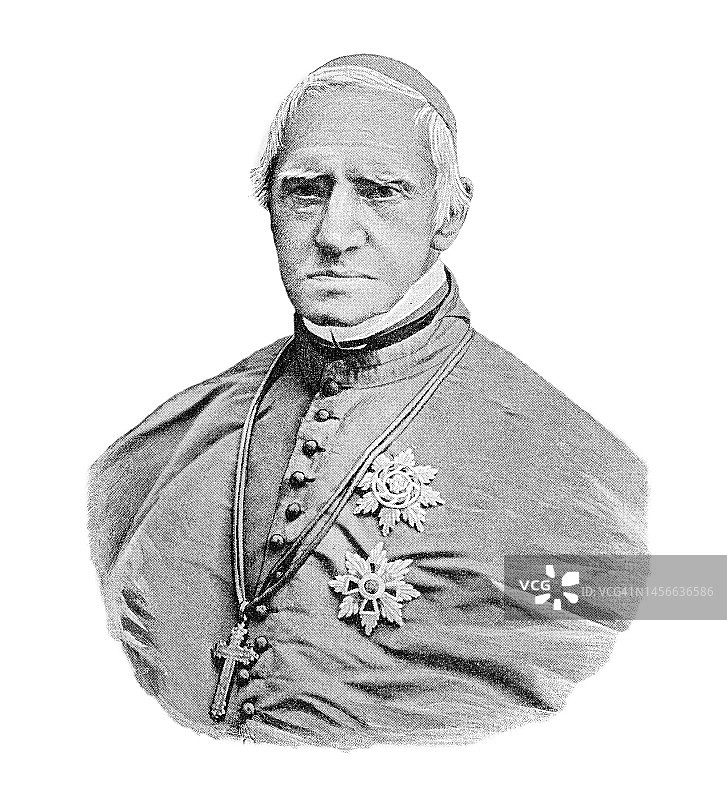 奥地利维也纳王子大主教兼红衣主教约瑟夫·奥特马·里特·冯·劳舍尔 (1797–1875) 肖像图片素材