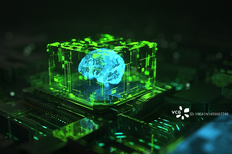 电路板上的抽象大脑图片素材