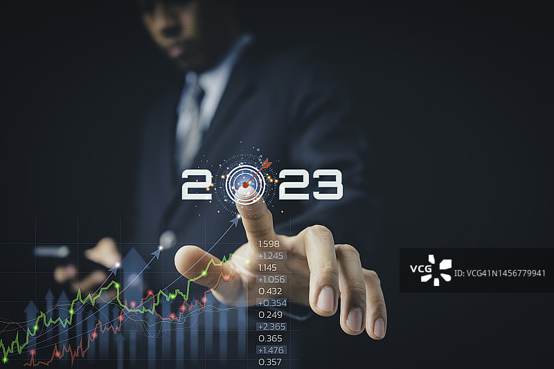 显示2023年业务目标的图表及规划和策略股市业务增长进度或成功图片素材