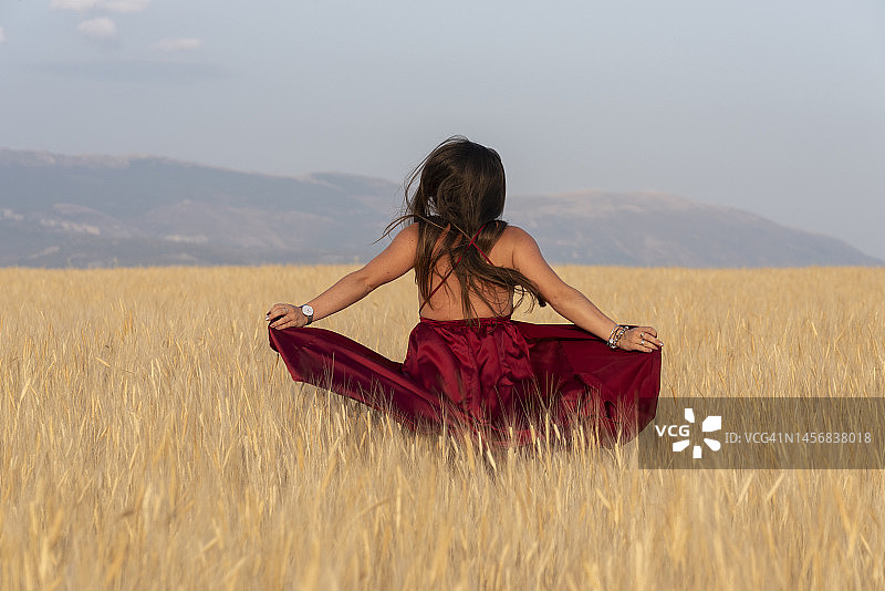 麦田里的漂亮女孩图片素材