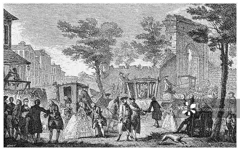 路易十五生平雕刻插图图片素材