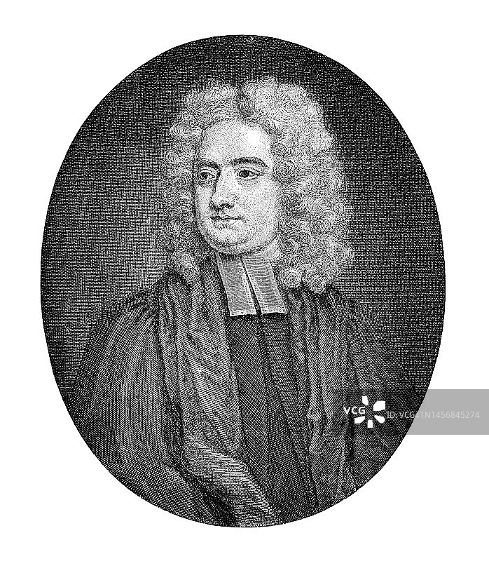 英国-爱尔兰讽刺作家、作家、散文家、政治小册子作者乔纳森·斯威夫特的肖像图片素材