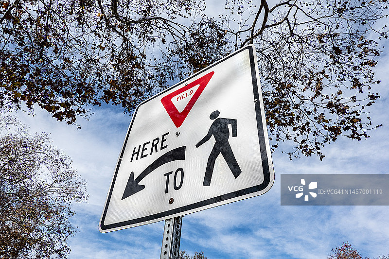 仰望人行横道标志图片素材