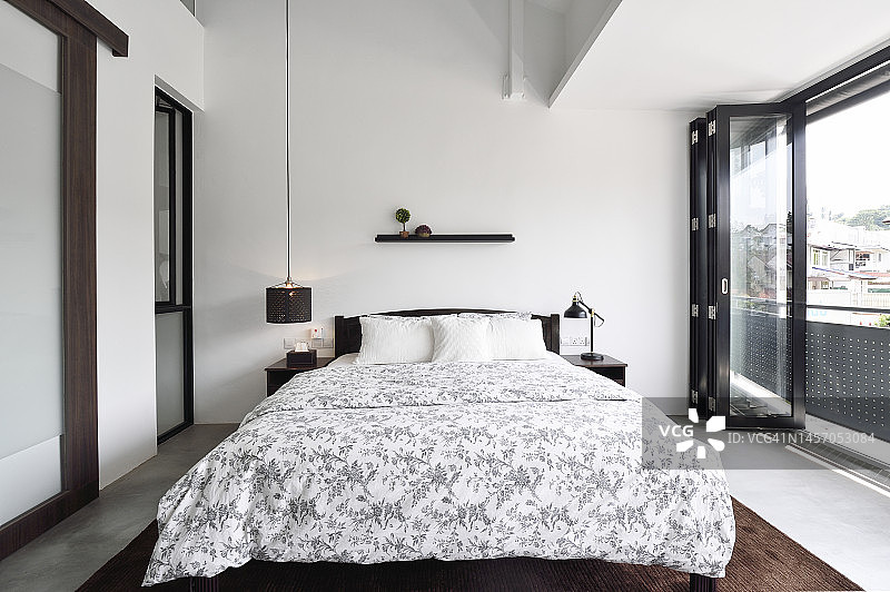 开放式现代公寓卧室图片素材