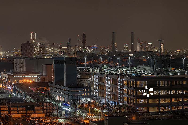 日本川崎市的仓库区图片素材