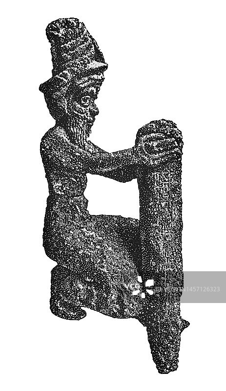 青铜还愿小雕像古老雕刻插图图片素材