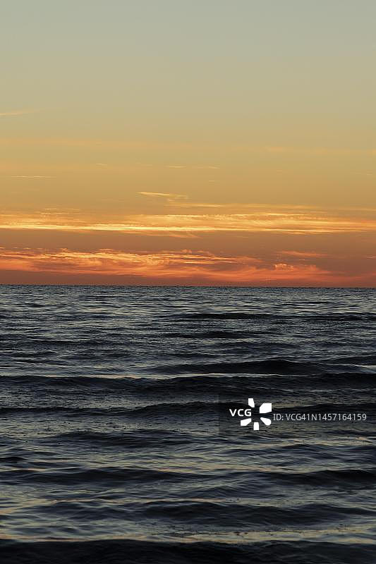 波罗的海海浪与爱沙尼亚克洛加兰纳海滩夏季日落图片素材