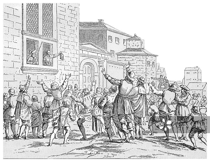 亨利二世·德·蒙莫朗西（法国贵族和军事指挥官）的处决古版画图片素材