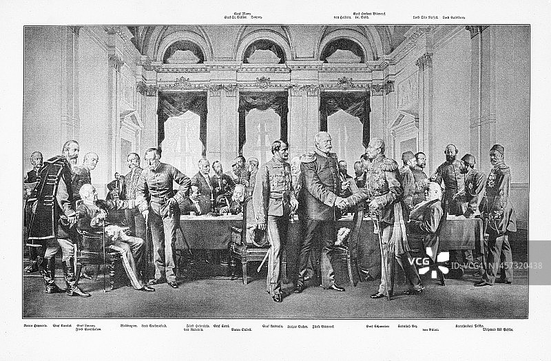 1878年柏林会议古版画图片素材