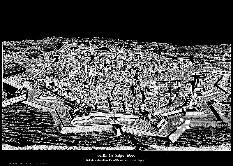 1688年德国首都柏林老地图图片素材
