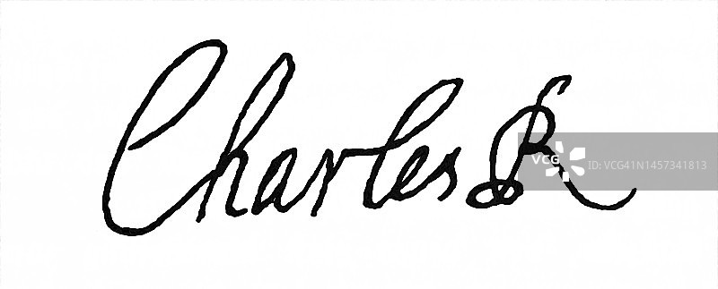 英国、苏格兰和爱尔兰国王查理一世的签名图片素材