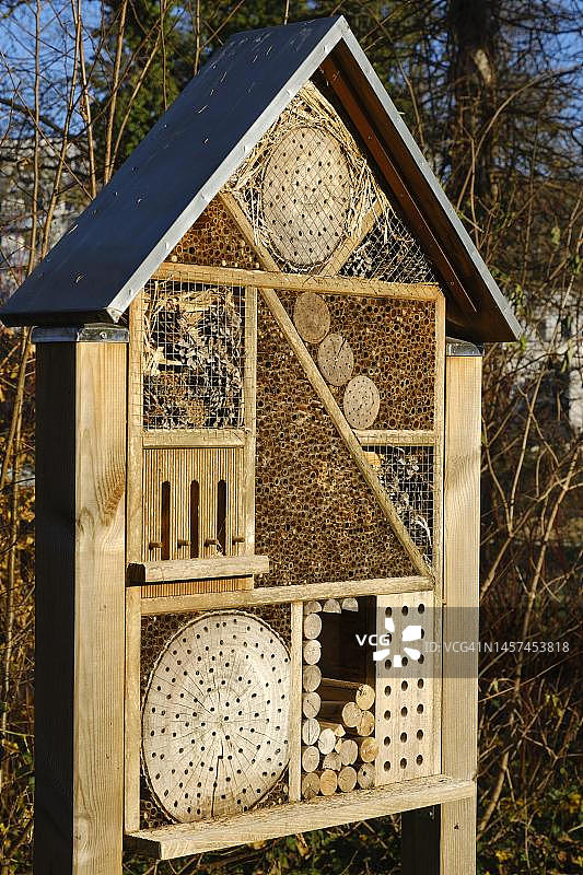 昆虫旅馆，昆虫筑巢辅助，德国北莱茵-威斯特法伦州图片素材