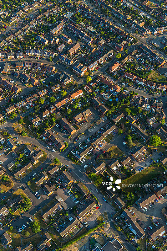 郊区街道房屋夏日花园航拍照片图片素材