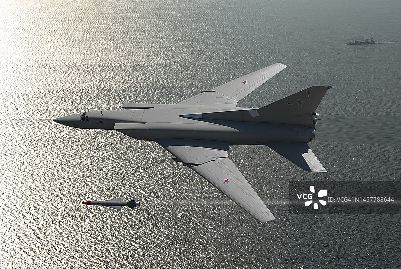 俄罗斯空军图-22M3轰炸机发射Kh-22巡航导弹图片素材