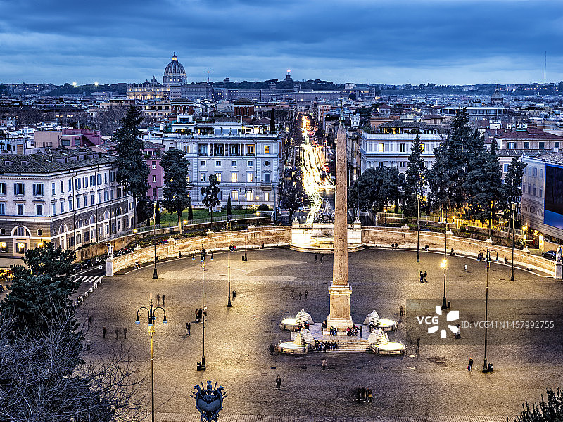 罗马城市日落鸟瞰图图片素材