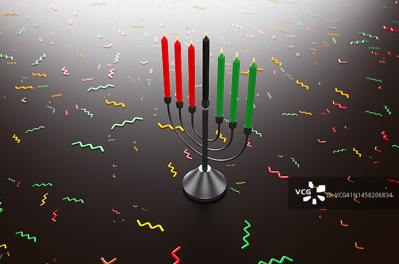 宽扎节烛台特写，深色背景图片素材