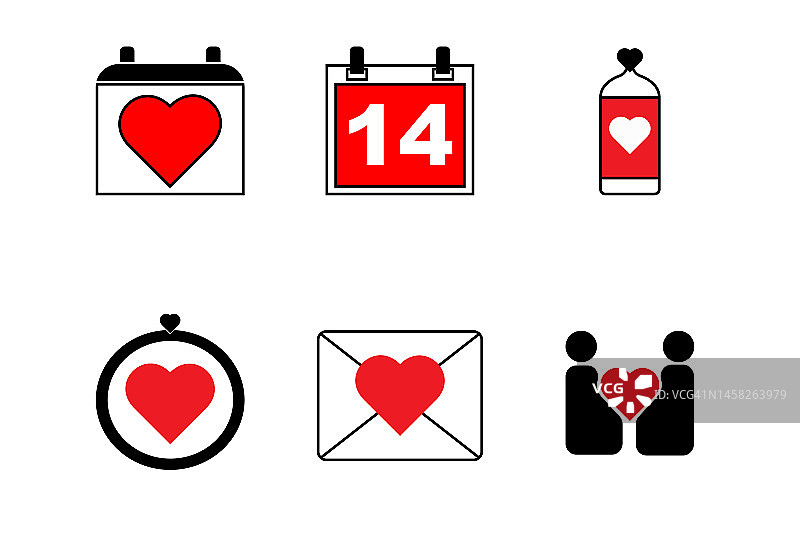 爱情与情人节概念图标集图片素材