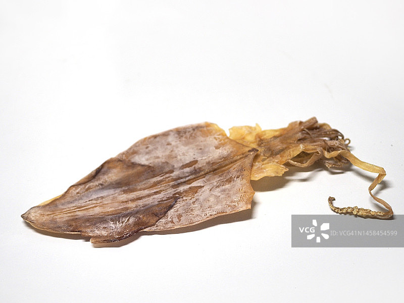 白色背景上的干鱿鱼图片素材