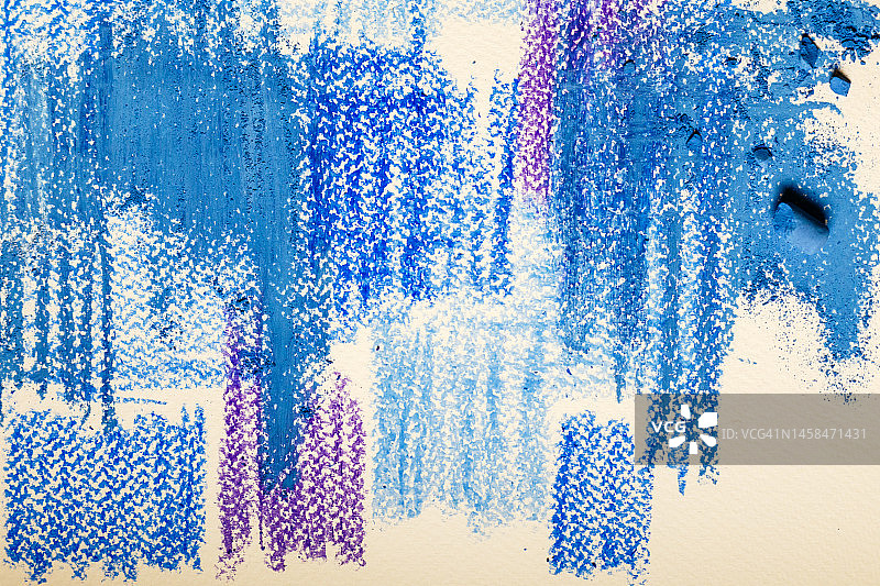 蜡笔和油画棒绘制的抽象背景，蓝色背景图片素材